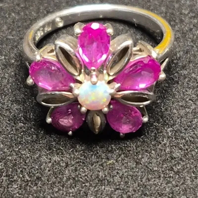 925/Ethiopia Opal Saphire Ring - Size 7 - 4g with Stones - Verified by Jeweler 