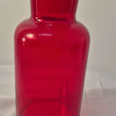 Unique Red Jar with Lid Stamped 2500 03