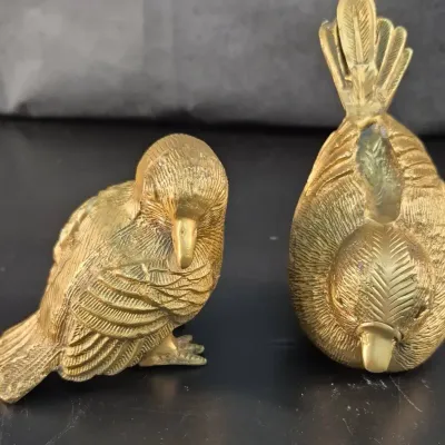 2 Vintage Brass Swallow Bird Sculpture Art Nouveau 