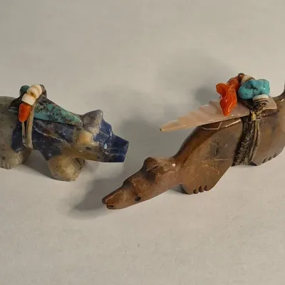 2 Zuni  Fetish Handcarved Spirit Animals