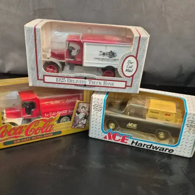 3 1/25 Ertl Doe Cast Metal 1995 Chev Camero Pickup Ace Hardware -1925 Coors Brewing Delivery Truck  