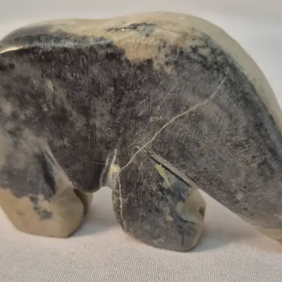 Native American Stone Bear Fetish with Jet Eyes 