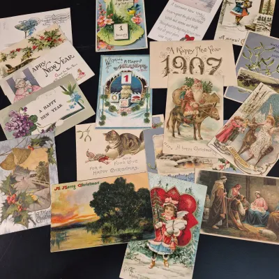 Lot of Vintage Postcards Christmas and New Year - Dated 1906 to 1916