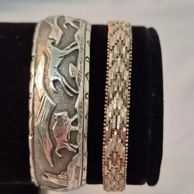 925 Crow Buffalo Legacy Cuff Bracelet Signed by Joe Delgarito - 925 Italy Bracelet -50g