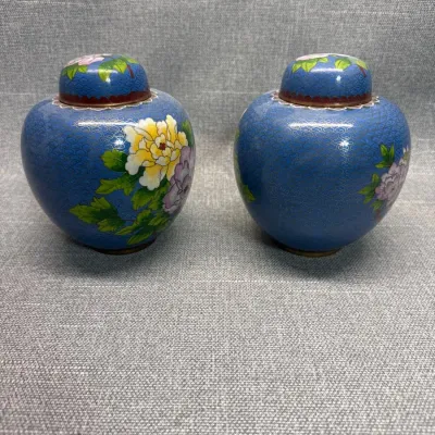 Chinese Cloisonne Ginger Jars with Lids