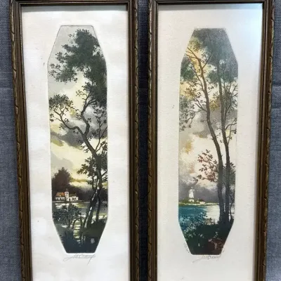 Hand-Painted Photograph or Watercolor of Landscape With Water