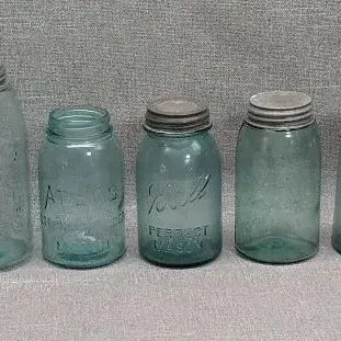 Vintage Blue Glass Jar Collection 10pc