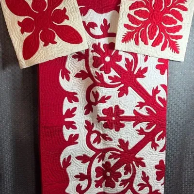 Red/White Quilt And Shams