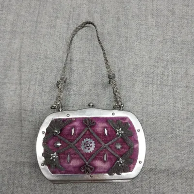 Purple Velvet Small Evening Clutch - Marked Brevet