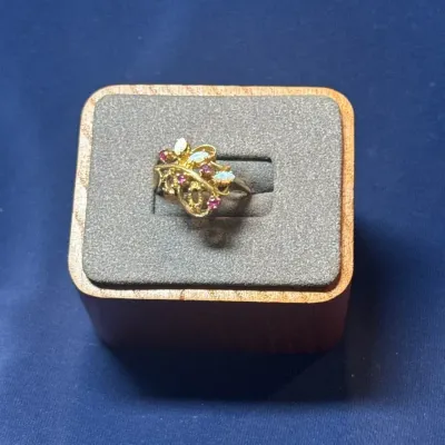 10k With Opal & Ruby Ring Size 6