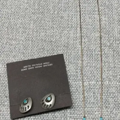Sterling & Turquoise Bear Claw Set