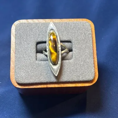 Sterling & Tiger Eye Ring Size 5.5