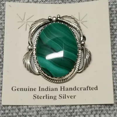 Sterling & Malachite Brooch/Pendant 