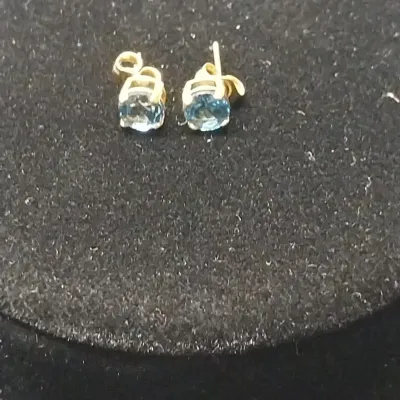 14k & Blue Spinal Post Earrings 
