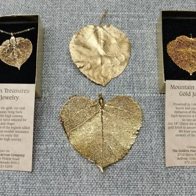 Golden Aspen Leaf Brooch & Pendants 