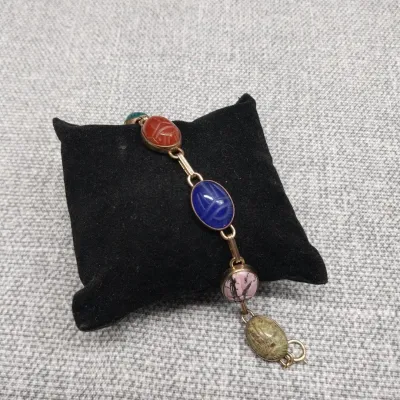 Scarab Bracelet Gold Filled & Natural Stones