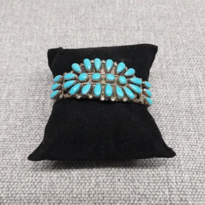 Zuni Sterling & Turquoise Cuff Bracelet by P. Jones