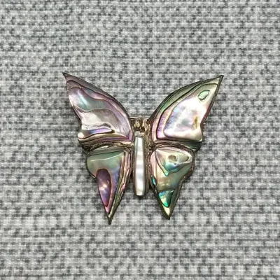 Sterling & Abalone Butterfly Brooch