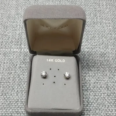 14k Post & Crystal Earrings 