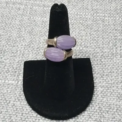 Sterling & Lavender Jade Rings Sizes 6.5 & 7.5