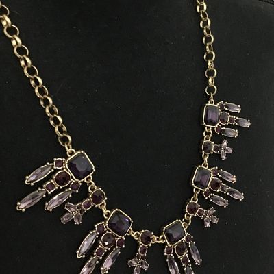 Lilac And Plum Glass Crystal Statement Necklace