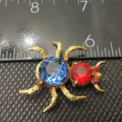 C Clasp Vintage Rhinestone Bug Insect Brooch