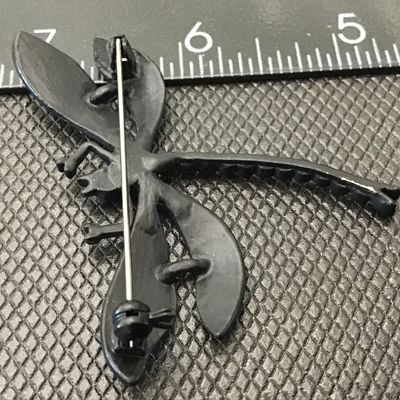 Matt Black Crystal inset Rhinestone’s Dragonfly Brooch