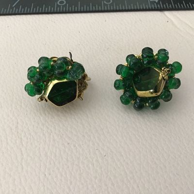 Miriam Haskell Green Glass Earrings. Up cycle Or repair