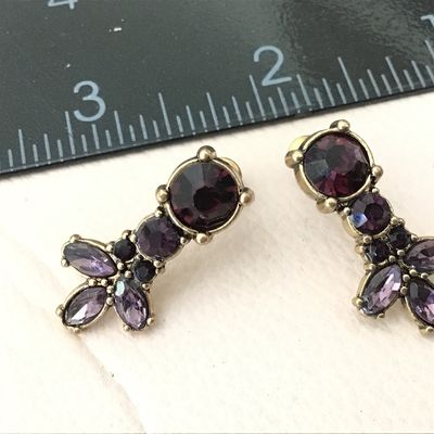 Lavender Rhinestone Fashion Earrings