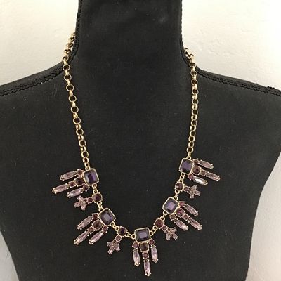 Lilac And Plum Glass Crystal Statement Necklace