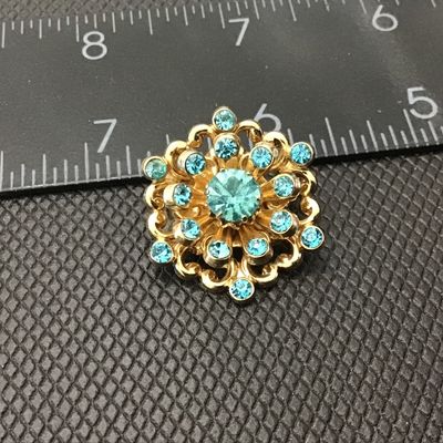 Coro Signed Scatter pin Vintage Aqua Blue Rhinestone signed