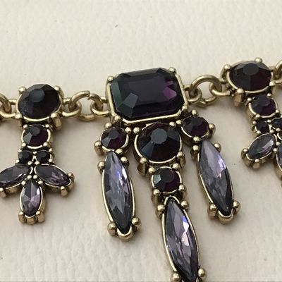 Lilac And Plum Glass Crystal Statement Necklace