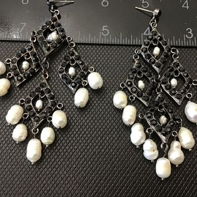 Genuine Pearl Chandelier Earrings