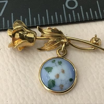 Bing and Grondahl Porcelain Gold Filled Denmark Vintage Pin
