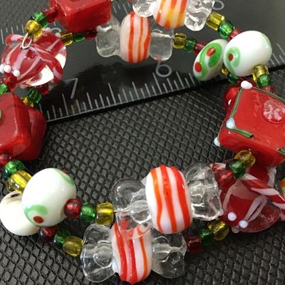 Vintage Art Glass Bracelets Holiday Presents Candy Ornaments