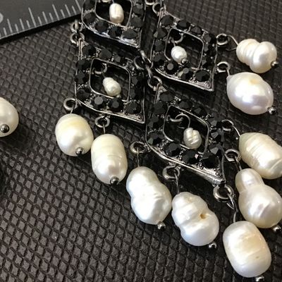 Genuine Pearl Chandelier Earrings