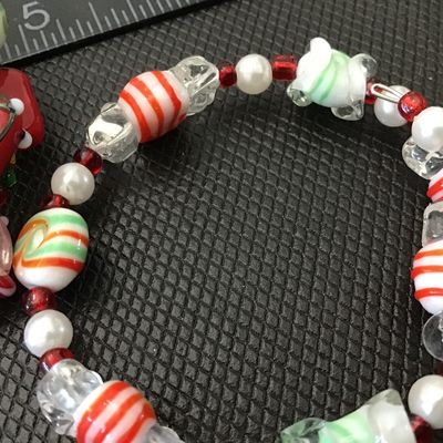 Vintage Art Glass Bracelets Holiday Presents Candy Ornaments