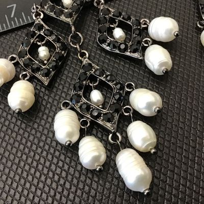 Genuine Pearl Chandelier Earrings
