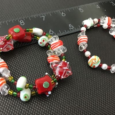 Vintage Art Glass Bracelets Holiday Presents Candy Ornaments