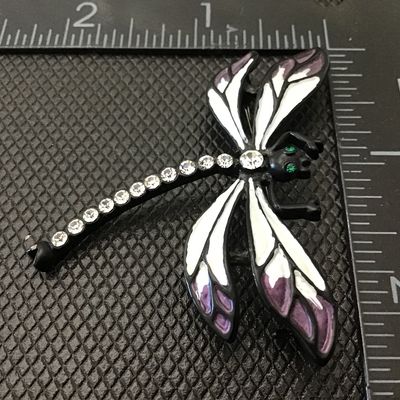 Matt Black Crystal inset Rhinestone’s Dragonfly Brooch