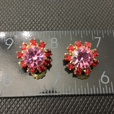 Austria Crystal Clip on Earrings Signed Vintage