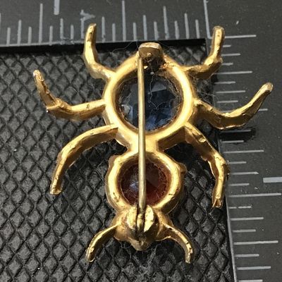 C Clasp Vintage Rhinestone Bug Insect Brooch