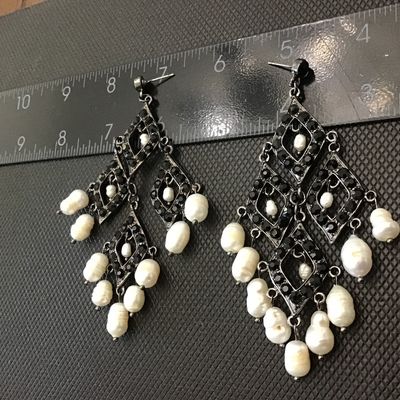 Genuine Pearl Chandelier Earrings