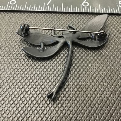 Matt Black Crystal inset Rhinestone’s Dragonfly Brooch