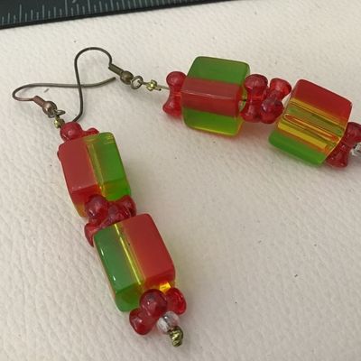 Vintage Multi Color Square Vintage Earrings