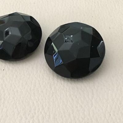 Western Germany Faceted Black Glass Clip on Earrings