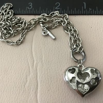 Pink Heart Rhinestone Toggle Necklace