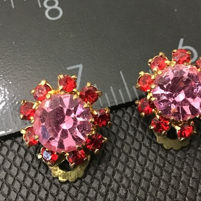 Austria Crystal Clip on Earrings Signed Vintage
