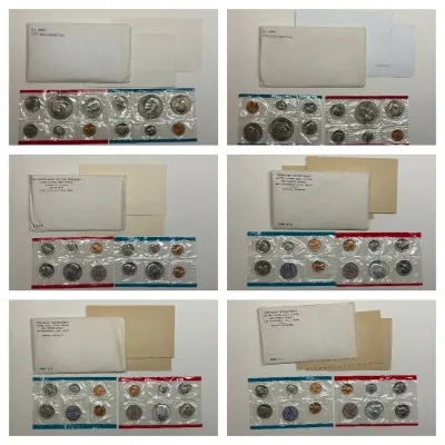 Six sets of uncirculated coins