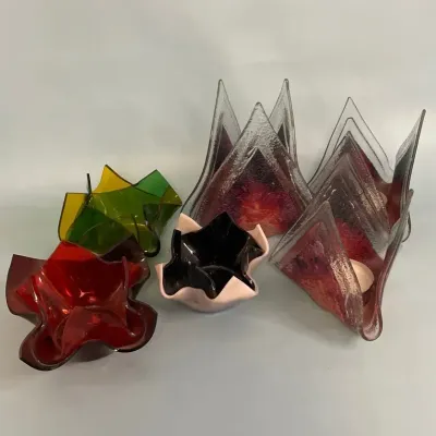 Jones glassworks and more unmarked glass handkerchief candle votives